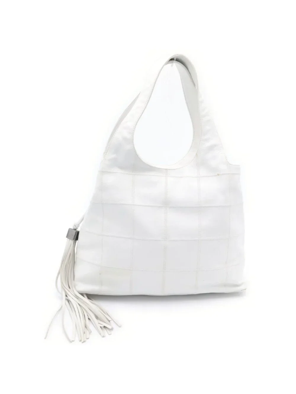 Chanel Choedge Coat Fringe Tote White Leather